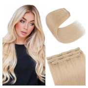 Clip in Extensions Echthaar 86g 3 Stücke 55cm #60 Platinblon 1 St