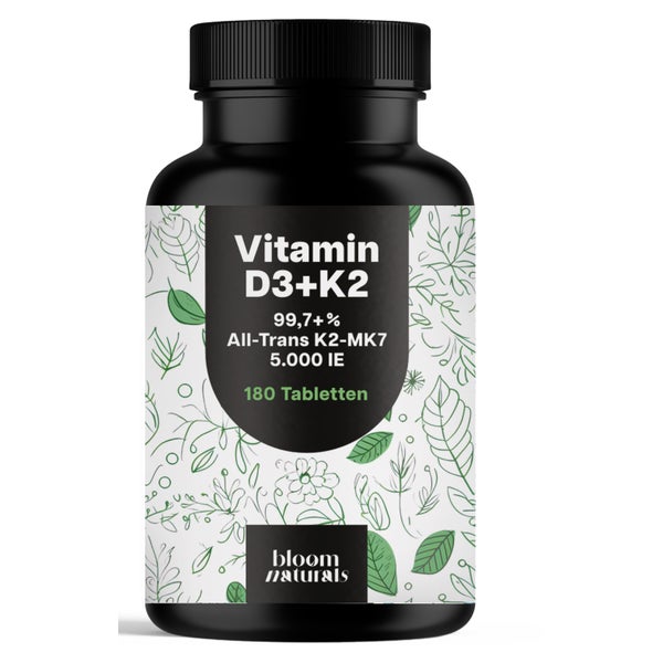 Vitamin D3 K2 5000 IE - 180 Tabletten - Bloom Naturals 180 St