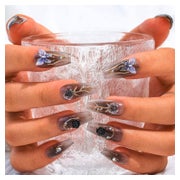 Falsche Fingernägel Sarg Acryl Schwarz Strass Schmetterling 1 St