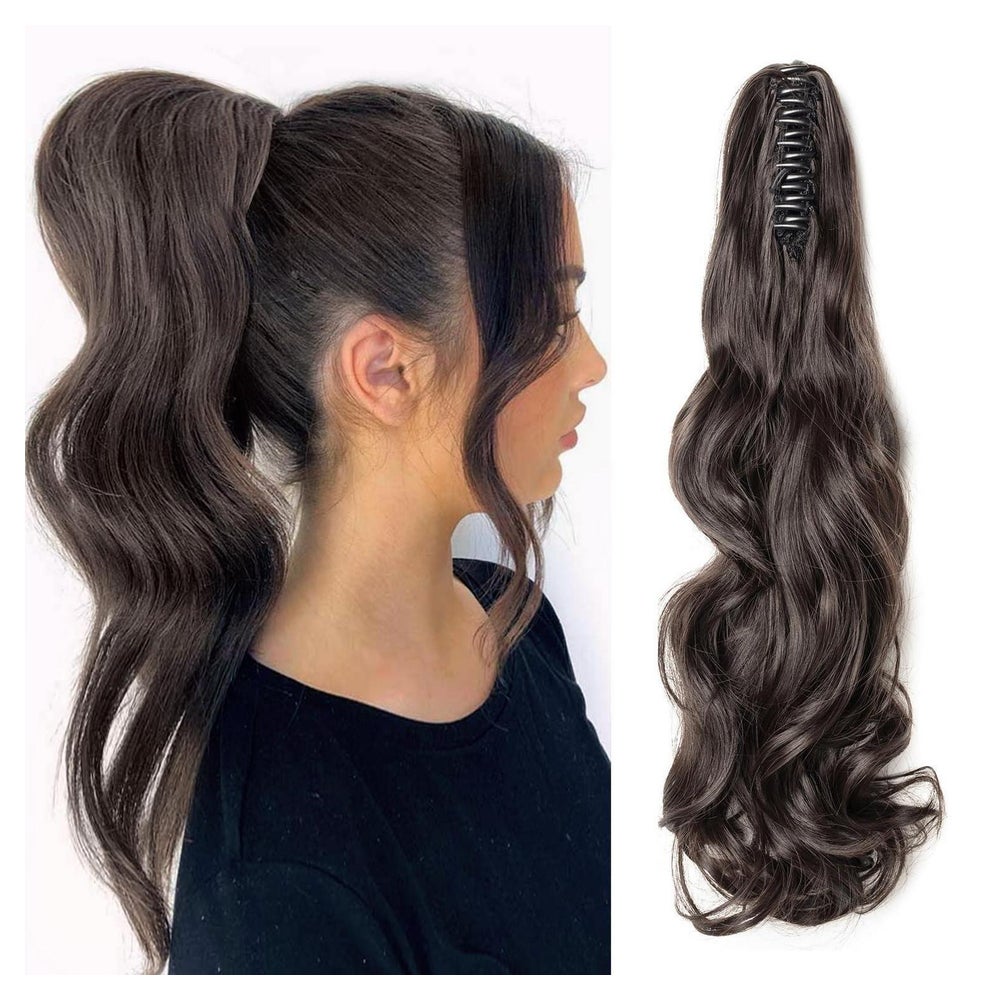 Pferdeschwanz Clip Haarteil gewellt Zopf 45 cm #4A Dunkelbra 1 St