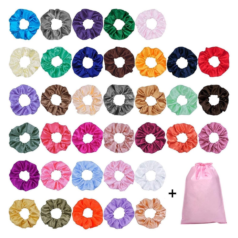 40 Stück Satin Haargummis Set Elastische Haarbänder 40 Farbe 1 St