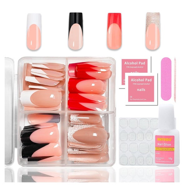 Falsche Nägel 96PCS Press On Ballerina Französisch Tips Bunt 1 St