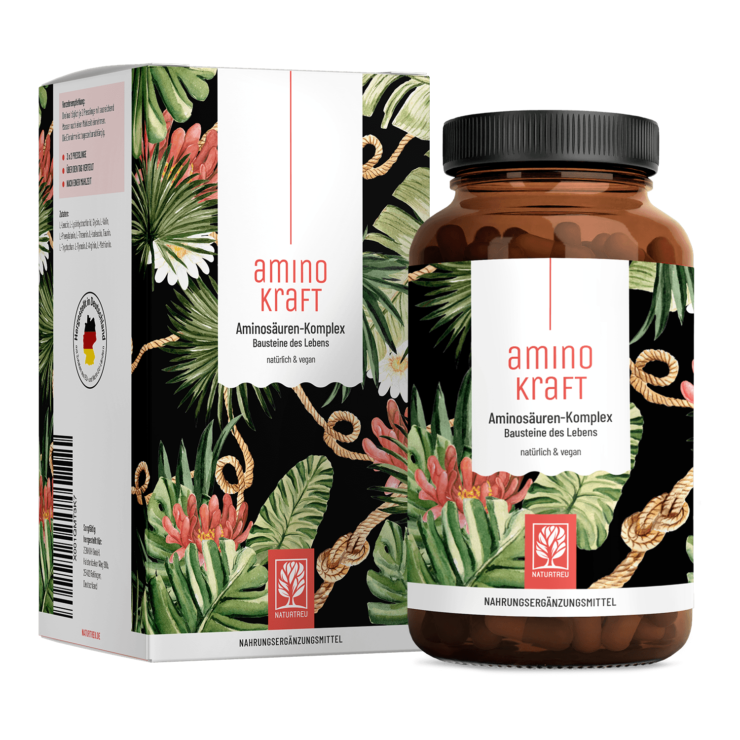 Produktabbildung: Aminosäuren Komplex - AMINOKRAFT - 180 hochdosierte vegane Kapseln - NATURTREU® 180 St