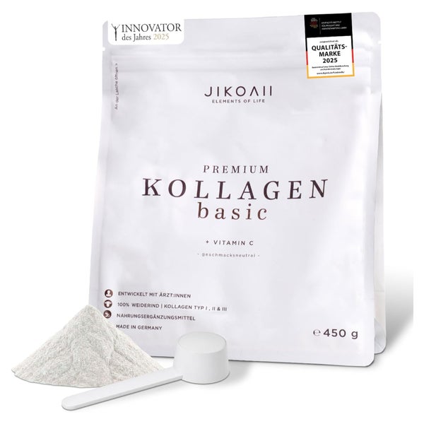 JIKOAII Kollagen Pulver BASIC Typ 1,2 & 3 mit Vitamin C 450 g