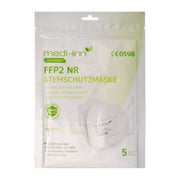 Medi-Inn Atemschutzmasken FFP2 weiß ohne Ventil 4-lagig 5 St