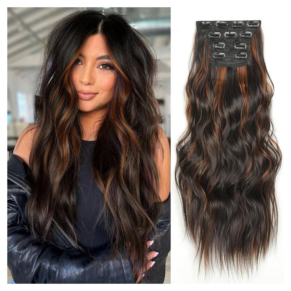 Haarverlängerung Clip Extensions Wellig Synthetisch 24 Inch 1 St