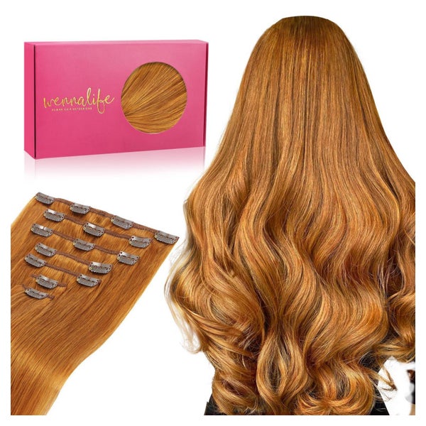 Extensions Clip in Echthaar Remy 20 Zoll 50cm-120g #30 Aubur 1 St