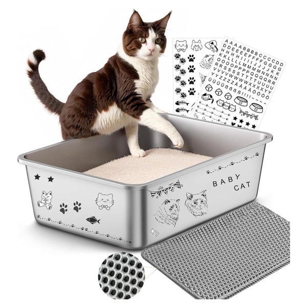 Katzenklo Edelstahl XXL 50x35x20cm Offener Typ 50×35&#x 1 St