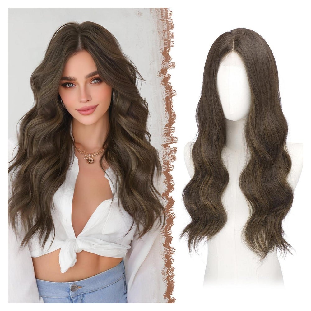 Perücke Lacefront Gewellt Braun mit Highlights-L 60 cm with 1 St