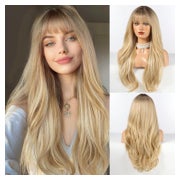 Perücke Pony Locken Synthetik Frauen Naturhaaroptik Alltag b 1 St