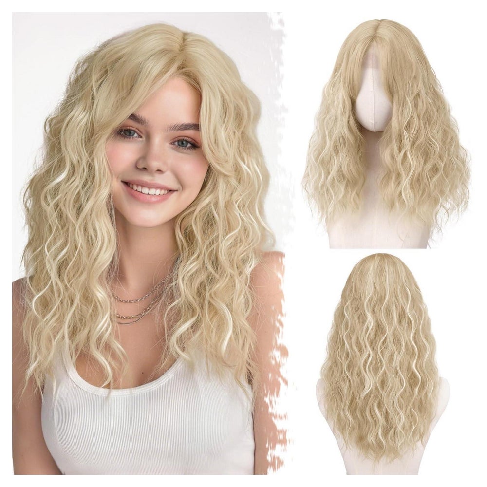 Perücken gewellt lockig blond 50cm synthetisch Blond Highlig 1 St