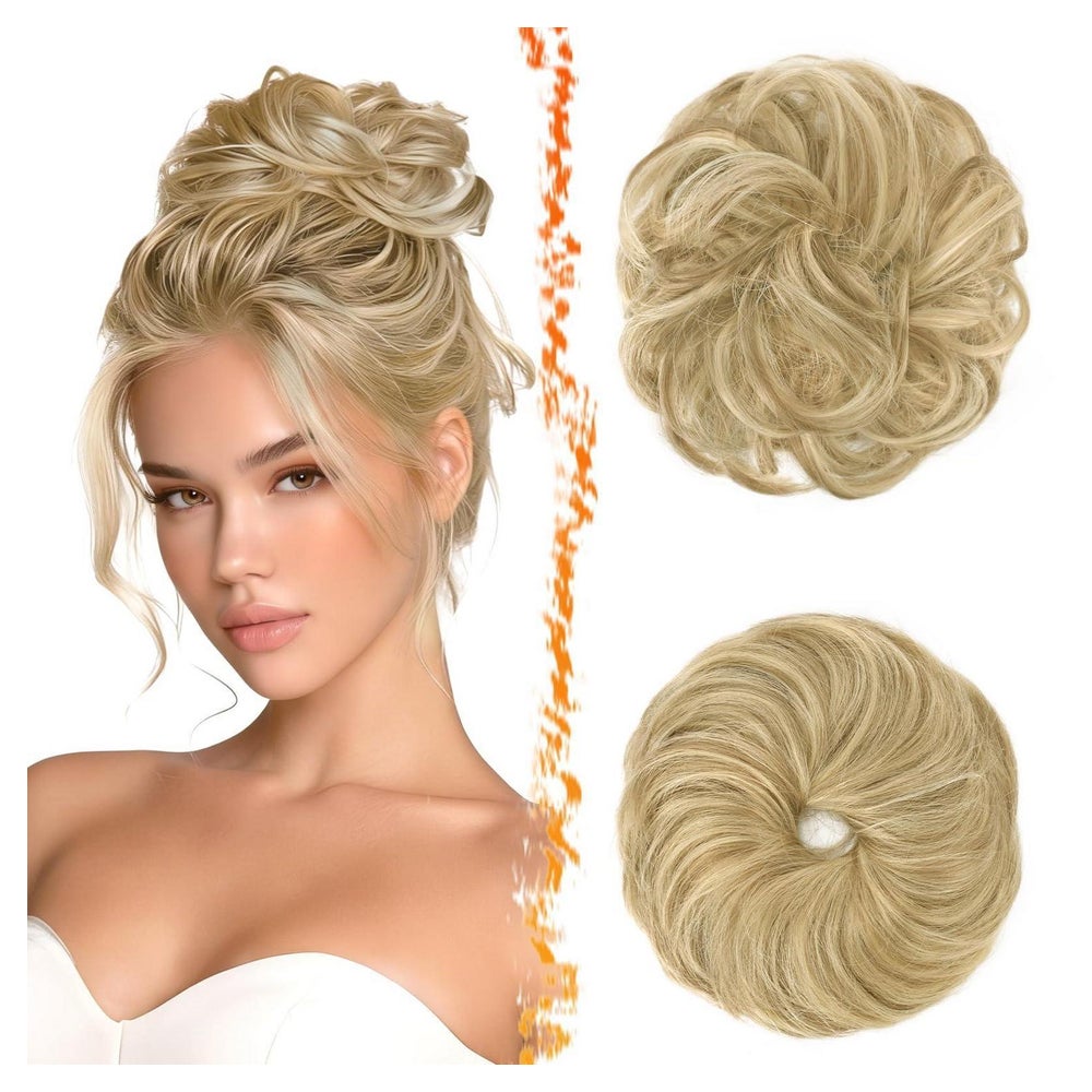 Haarteil Dutt Gummiband Haargummi Glodenblond Mit Highlights 1 St
