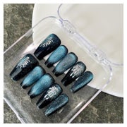 Künstliche Fingernägel Ballerina Schwarz Blau CatEye Gothic- 1 St