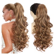 Pferdeschwanz Haarteil Clip 66cm gewellt Hellbraun mit Highl 1 St