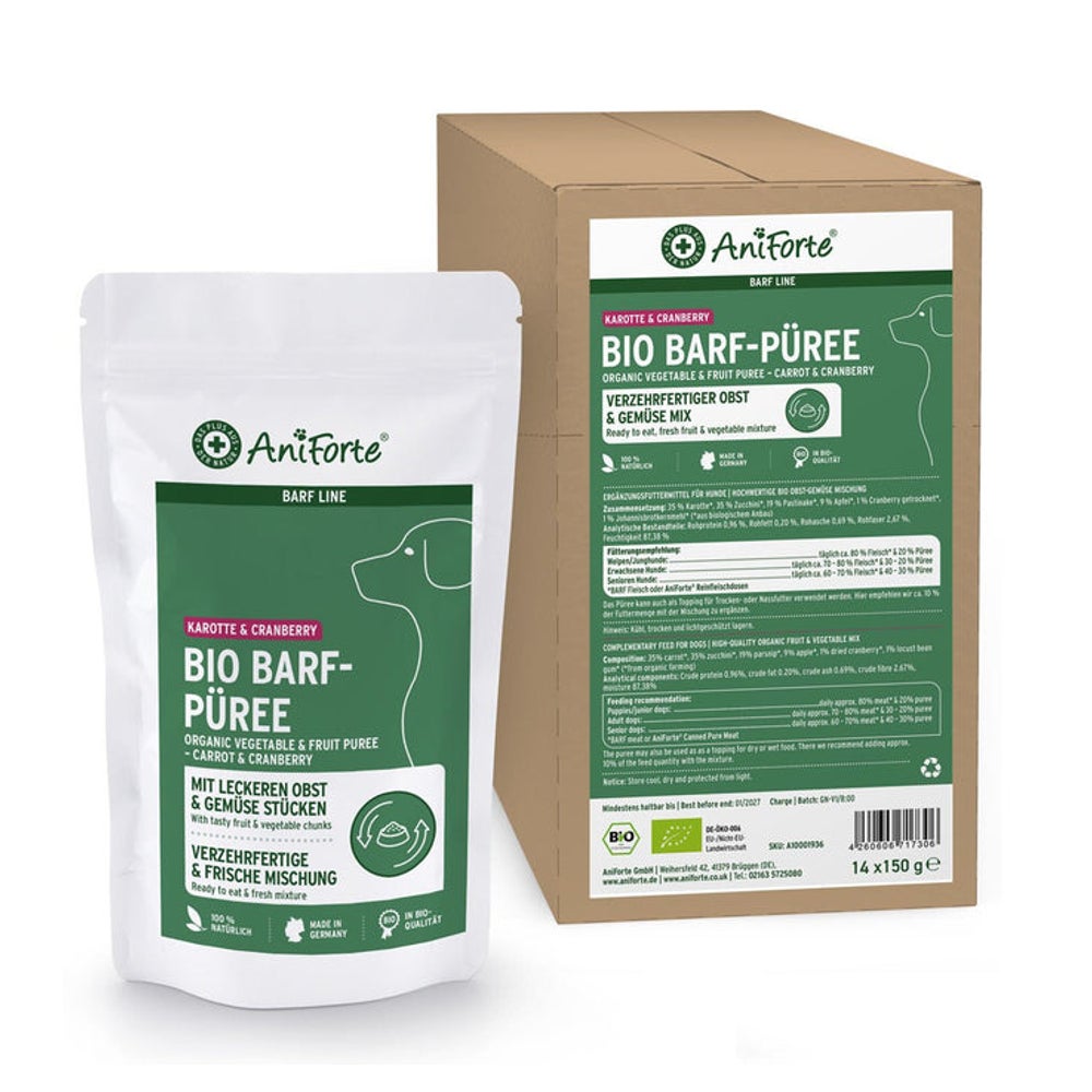 AniForte Bio BARF-Püree - Karotte & Cranberry 14 x 150 g