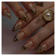 Kunstnägel 24 Stück Sterne Kurz Mandel Gold Metallic 18star& 1 St