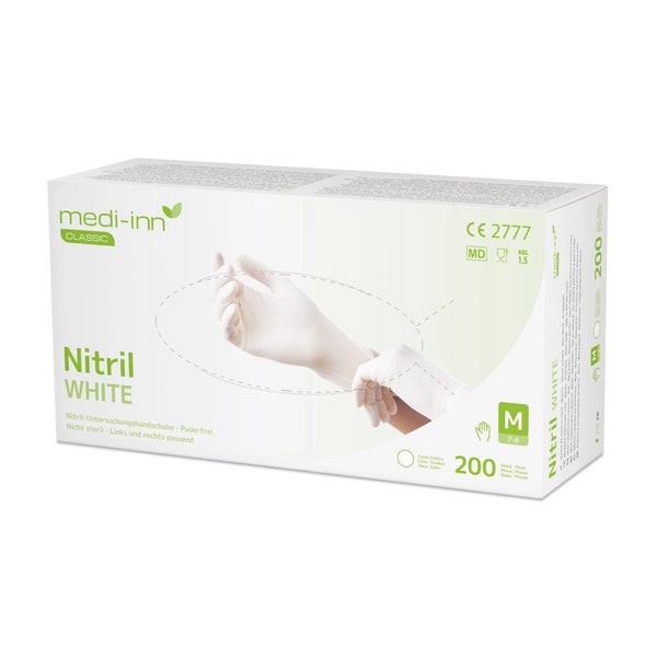 Medi-Inn Nitril white Einmalhandschuhe, weiß, puderfrei, Big Box, 200er Pack, Gr. L 2000 St