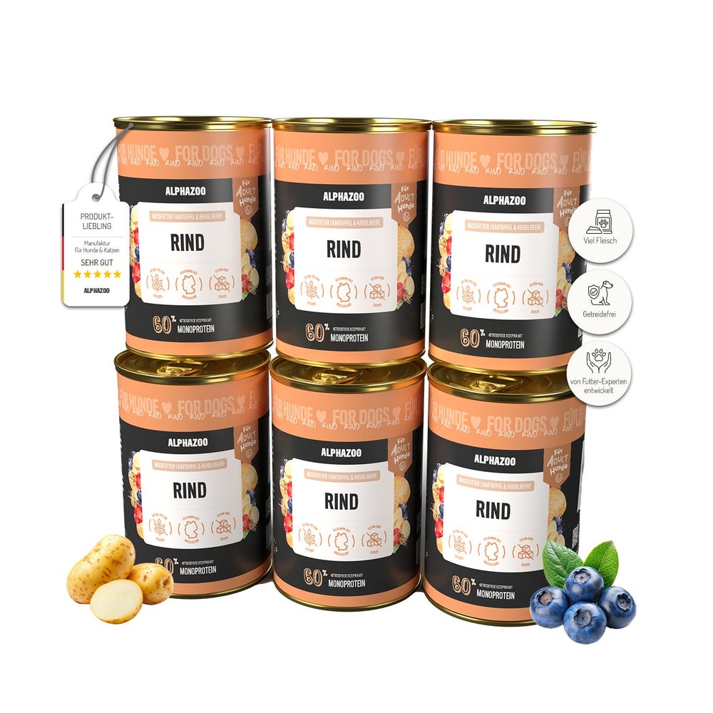 Monoprotein Rind Nassfutter für Hunde 6er 2400 g