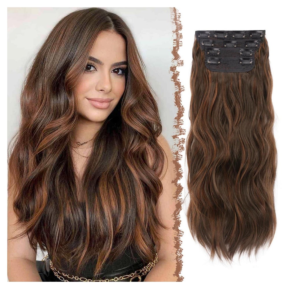 Clip in Extensions Kunsthaar 4H30# Schwarzbraun & Kastanienr 1 St