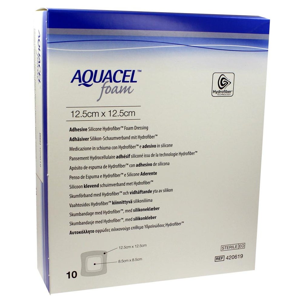 Aquacel Foam Adhäsiv 12,5x12,5 cm Verban 10 St