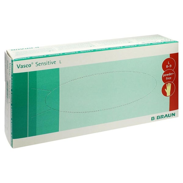 B. Braun Vasco Sensitive Untersuchungshandschuhe puderfrei Naturlatex 100 Stück - Gr. 8-9 groß 100 St