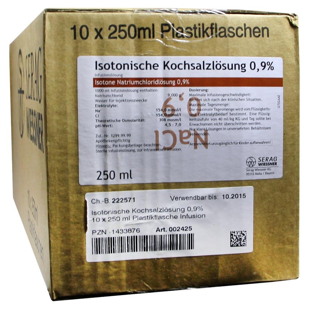 Isotonische Kochsalzlösung 0,9% Plastik 10X250 ml