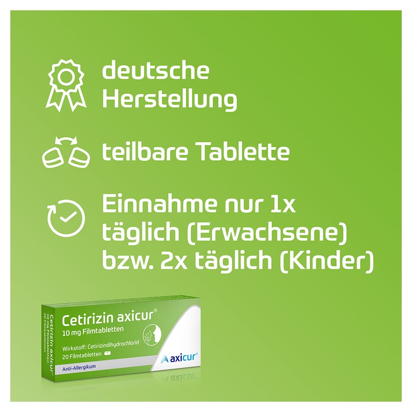 Cetirizin axicur 10mg Allergietabletten 100 St