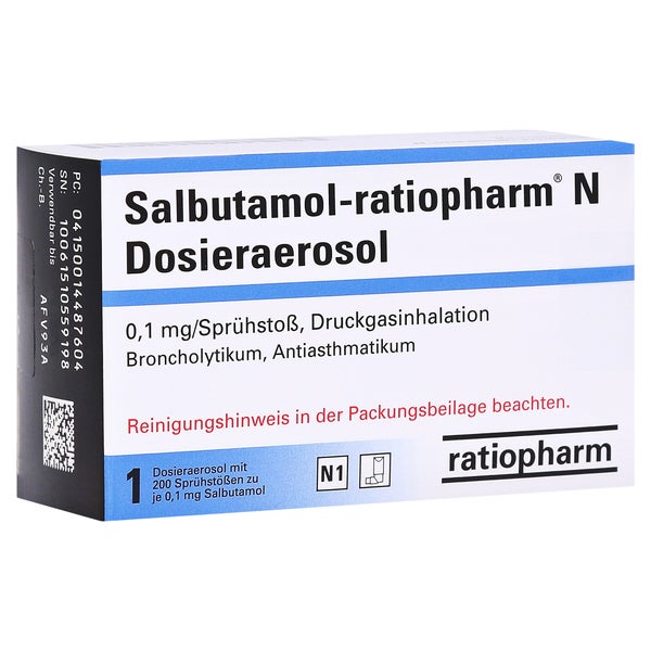 SALBUTAMOL-ratiopharm N 200 Hub Dosieraerosol 1 St