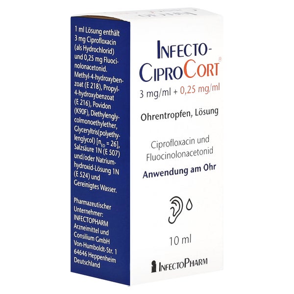 INFECTOCIPROCORT 3 mg/ml + 0,25 mg/ml Ohrentropfen 10 ml