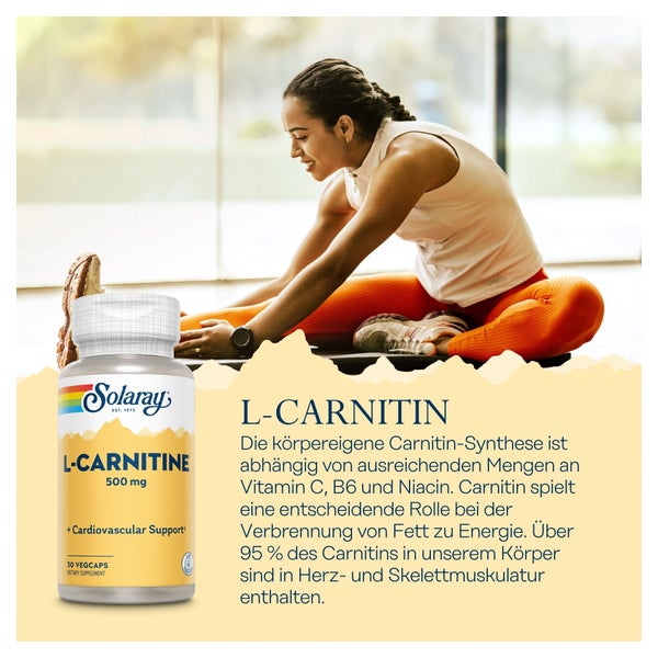 was bewirkt l carnitin im krper L-Carnitin I Mitochondrien und Energieuntersttzung Solaray L-Carnitin 500mg 30 St