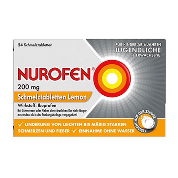 NUROFEN 200 mg Ibuprofen Schmelztabletten Lemon 24 St