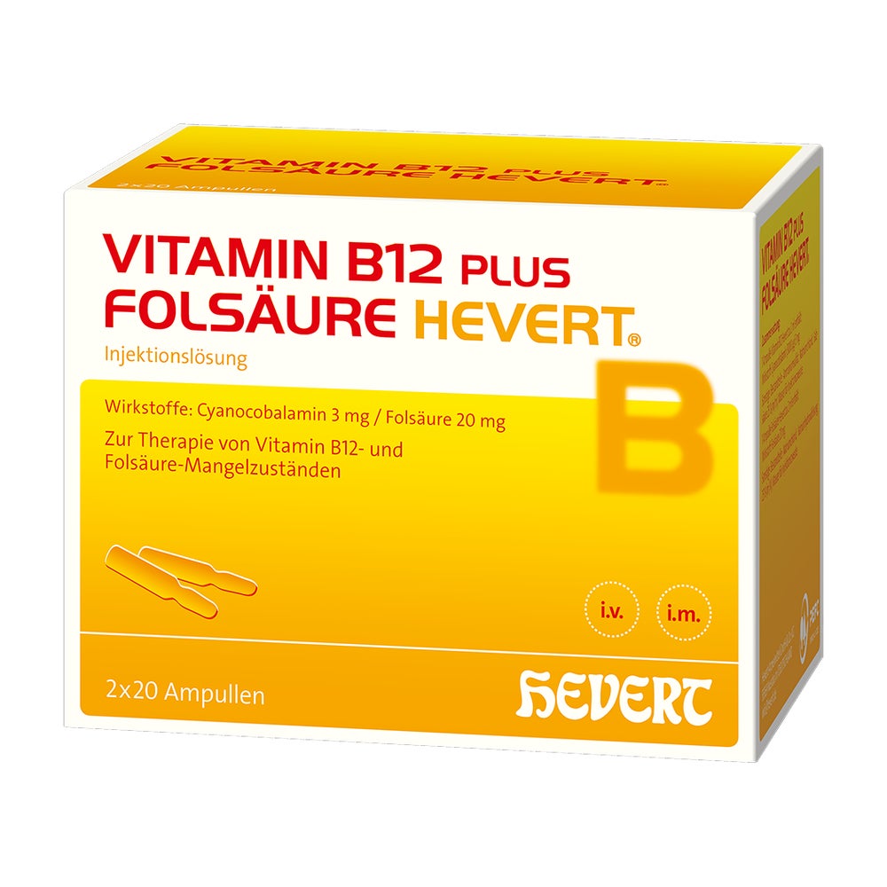 Vitamin B12 PLUS Folsäure Hevert a 2 ml 2X20X2 ml
