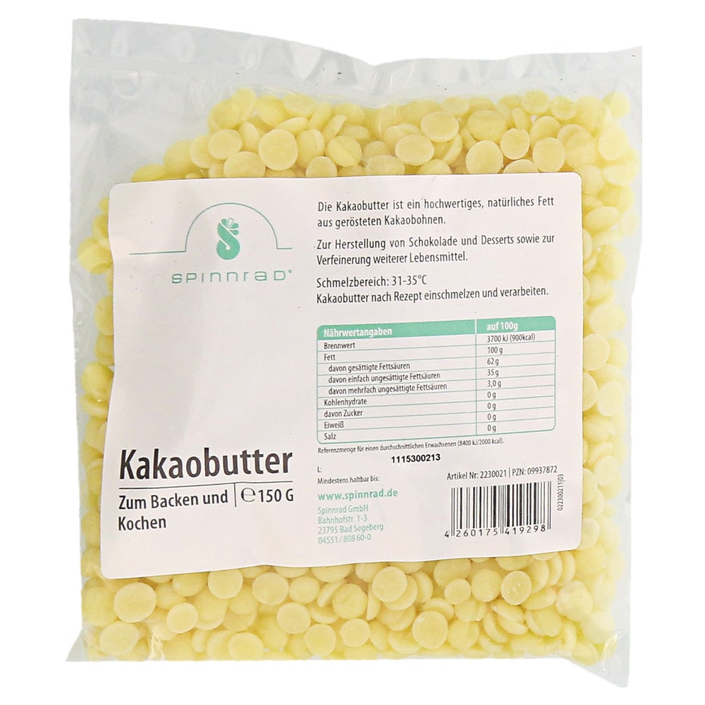 Kakaobutter Pellets zum Backen 150 g
