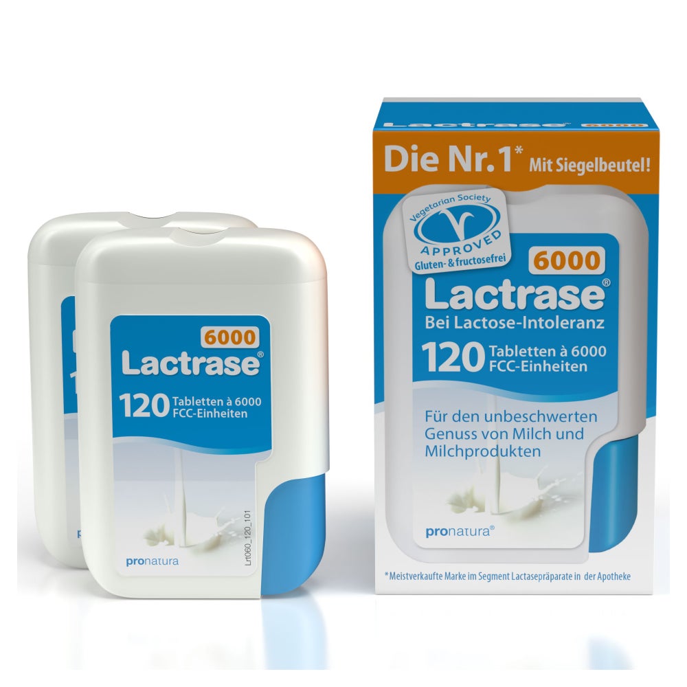 Lactrase 6.000 FCC Laktase Tabletten im Klickspender 2X120 St