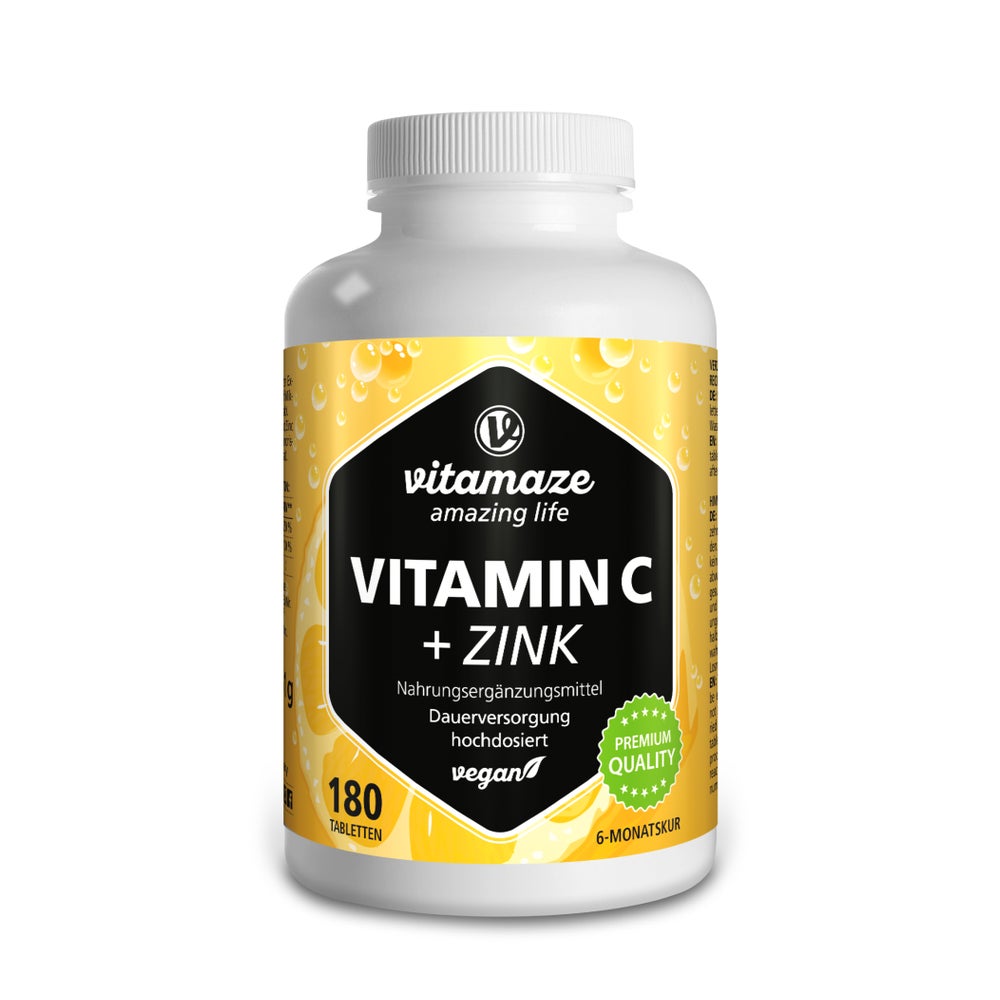 Vitamin C 1000 mg hochdosiert+Zink vegan 180 St