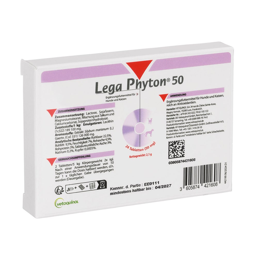 LEGA PHYTON 50 Erg.Futterm.Tabl.f.Hunde/Katzen 24 St