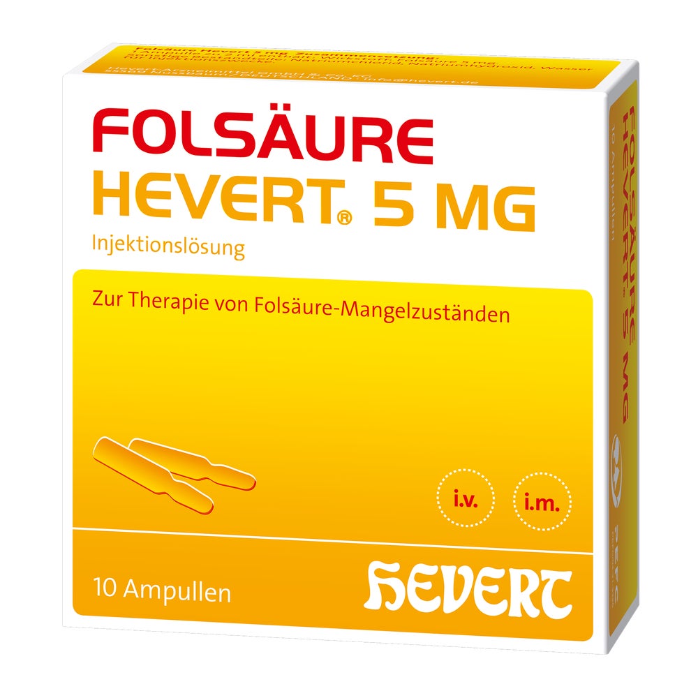 Folsäure Hevert 5 mg Ampullen 10X2 ml