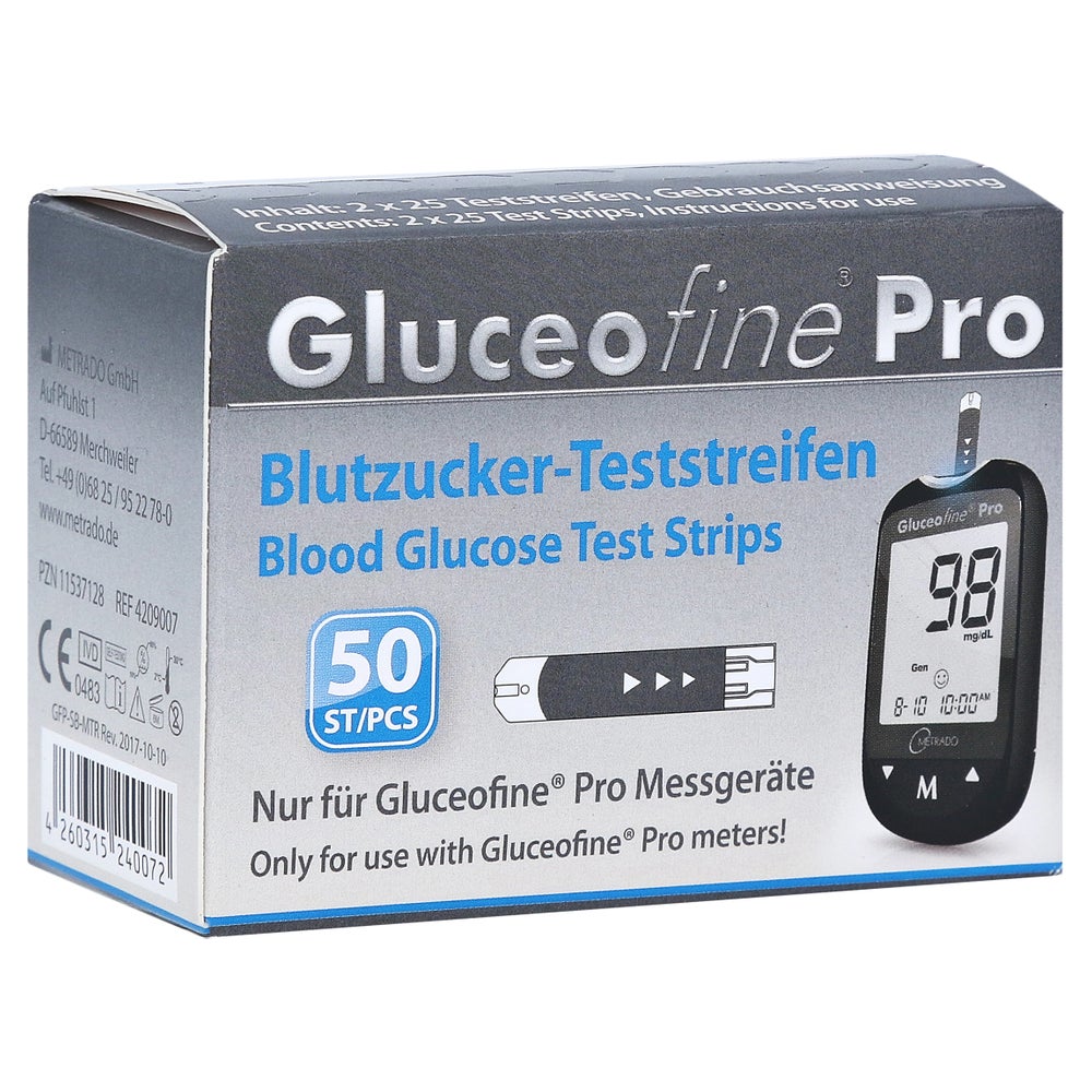 Gluceofine Pro Blutzucker-Teststreifen 50 Stück