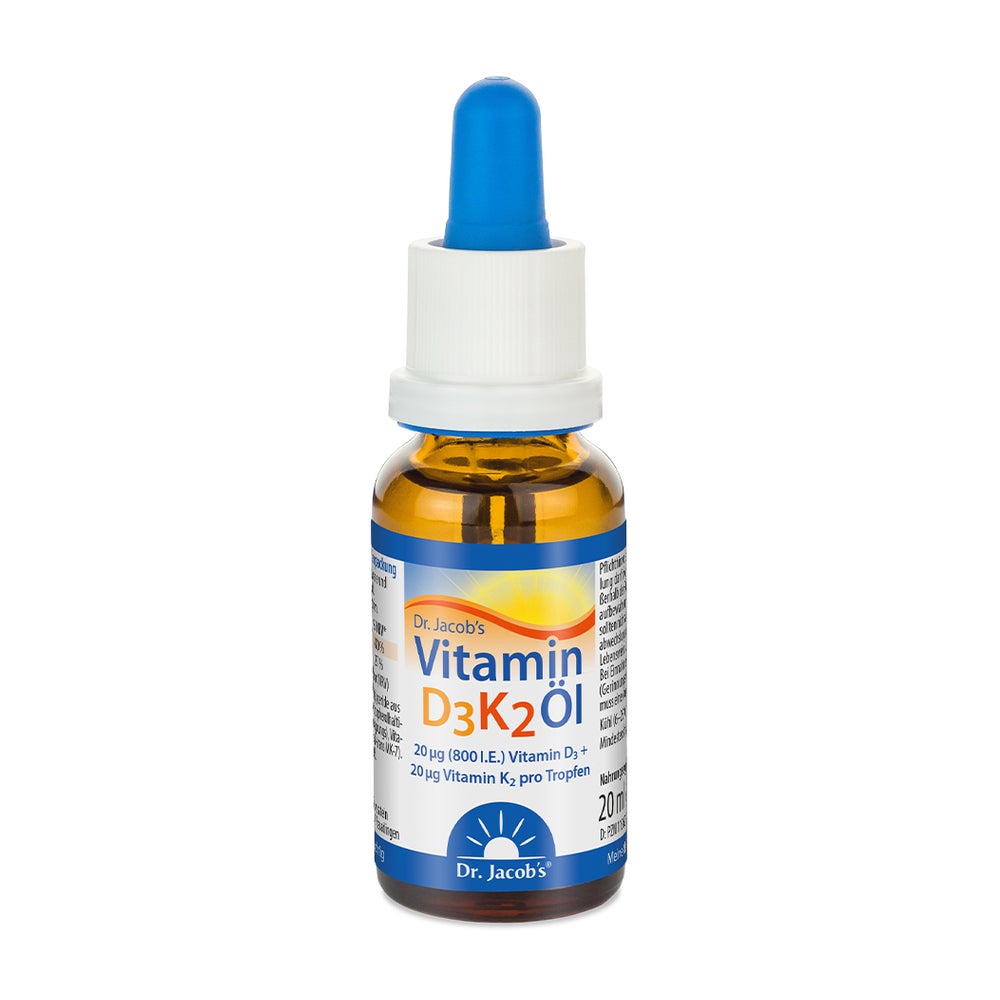 Dr. Jacob's Vitamin D3K2 Öl 800 IE/20 mcg D3+K2 640 Tropfen 20 ml