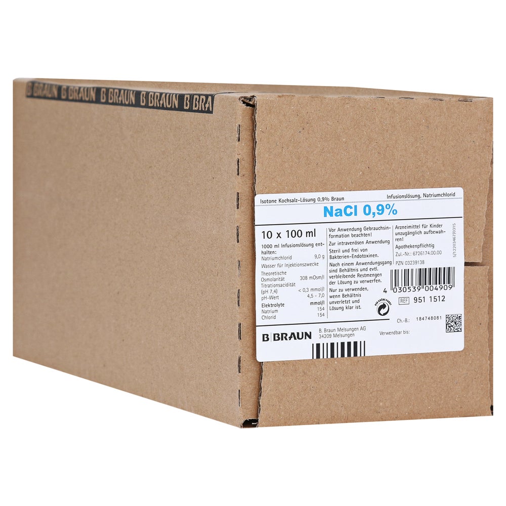 Kochsalzlösung 0,9% Glasflasche 10X100 ml