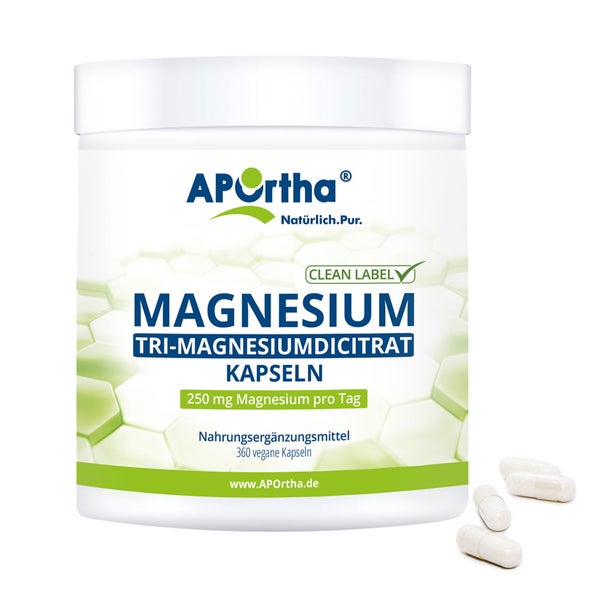 APOrtha® Magnesium-Citrat - Tri-Magnesiumdicitrat - vegane Kapseln 360 St