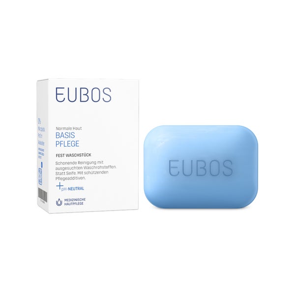 EUBOS Basis Pflege Fest Waschstück Blau 125 g