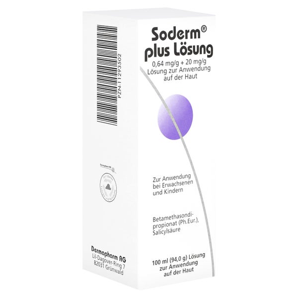 SODERM plus Lösung 0,64 mg/g + 20 mg/g Anw.a.Haut 100 ml