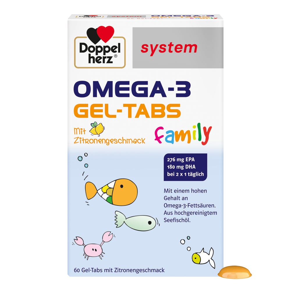 Doppelherz system Omega-3 Family Gel-Tabs mit Zitronengeschmack 60 St
