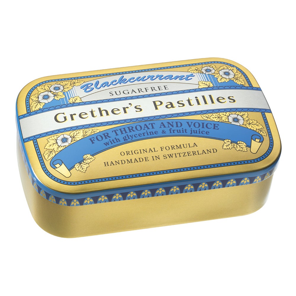 Grethers Blackcurrant Silber zuckerfrei Pastillendose 110 g