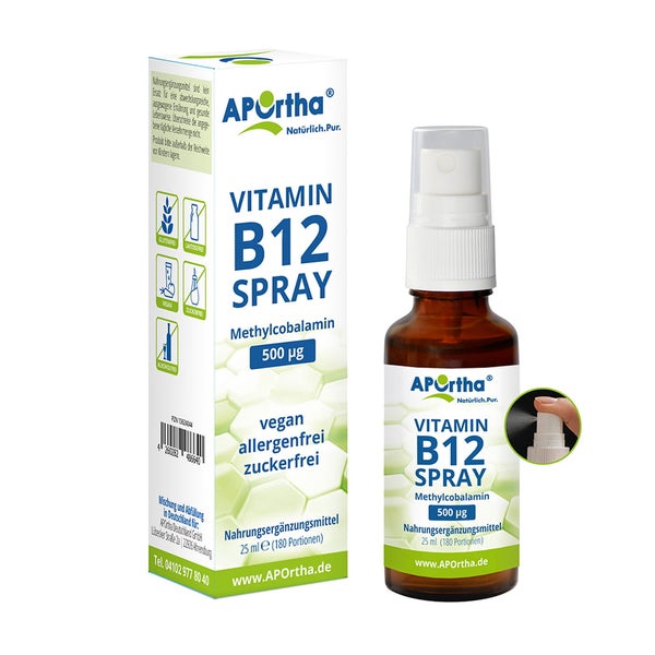 APOrtha® Vitamin B12 veganes Mundspray 500 µg Methylcobalamin 25 ml