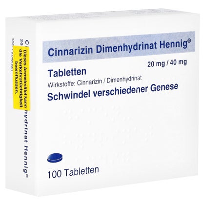CINNARIZIN Dimenhydrinat Hennig 20 mg/40 mg Tabl. 100 St, 100 St online