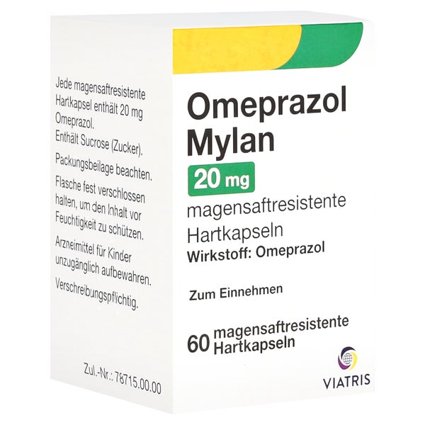 OMEPRAZOL Mylan 20 mg magensaftresist.Hartkapseln 60 St