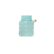 Mini-Wärmflasche 0,2 l mit Strickbezug mint Herzen 1 St