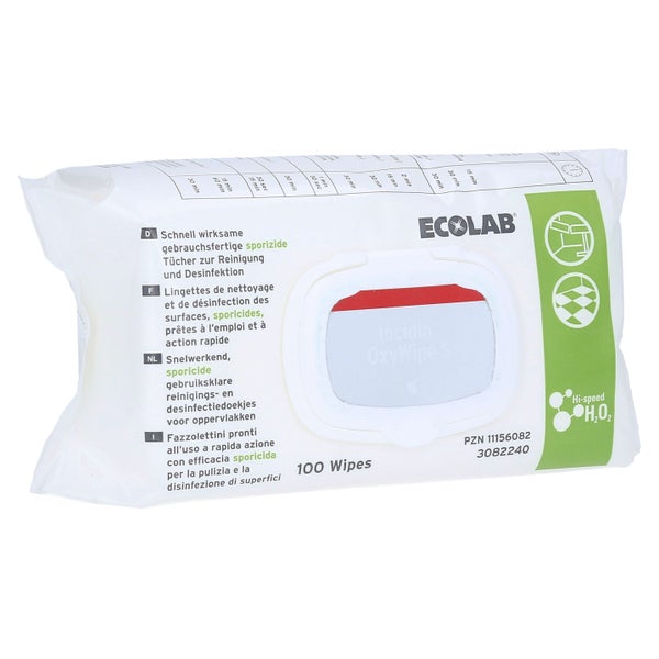 Ecolab Incidin OxyWipe S Reinigungs- und Desinfektionstücher für Medizinprodukte - 1 Packung = 100 Tücher, Maße: 20 x 20 cm 1X100 St